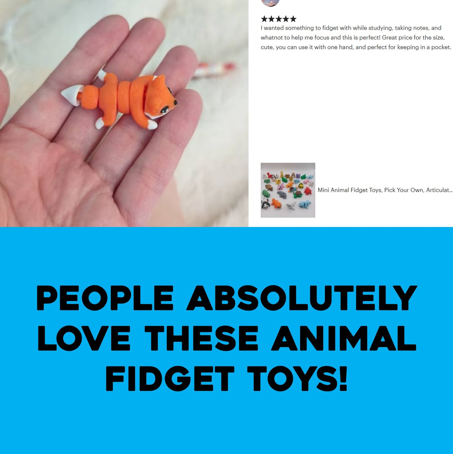 TINEEZ - Mini Animal Fidget Toys, Pick Your Own, Articulating 3D Printed Sensory Toys, Desk Toys, Baby Animals, Kid Gift for Birthdays and Holidays