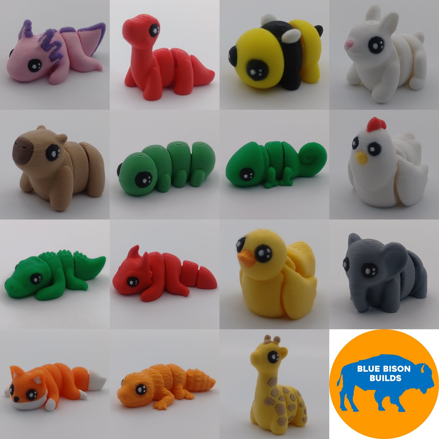 TINEEZ - Mini Animal Fidget Toys, Pick Your Own, Articulating 3D Printed Sensory Toys, Desk Toys, Baby Animals, Kid Gift for Birthdays and Holidays